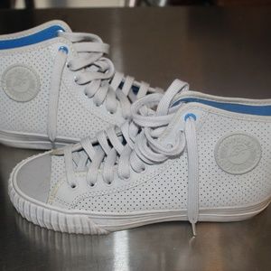 PF Flyers Womens High Stop Grey w/ Blue Interior